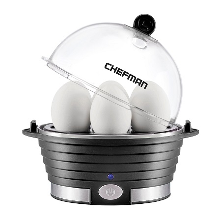 Chefman Egg-Maker Rapid Poacher, Food & Vegetable Steamer, Quickly Makes Up to 6, Hard, Medium or Soft Boiled, Poaching/Omelet Tray Included, Ready Signal, BPA-Free, BLACK, Only $6.75