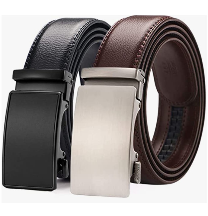 Aini Savoie 2 Pack Ratchet Belt for Men - Mens Belt Leather 1 3/8