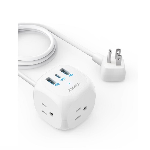 Anker 20W USB C Power Strip, 321 Power Strip with 3 Outlets and USB C Charging for iPhone 14/13 Series, 5 ft Extension Cord,    Only $14.99