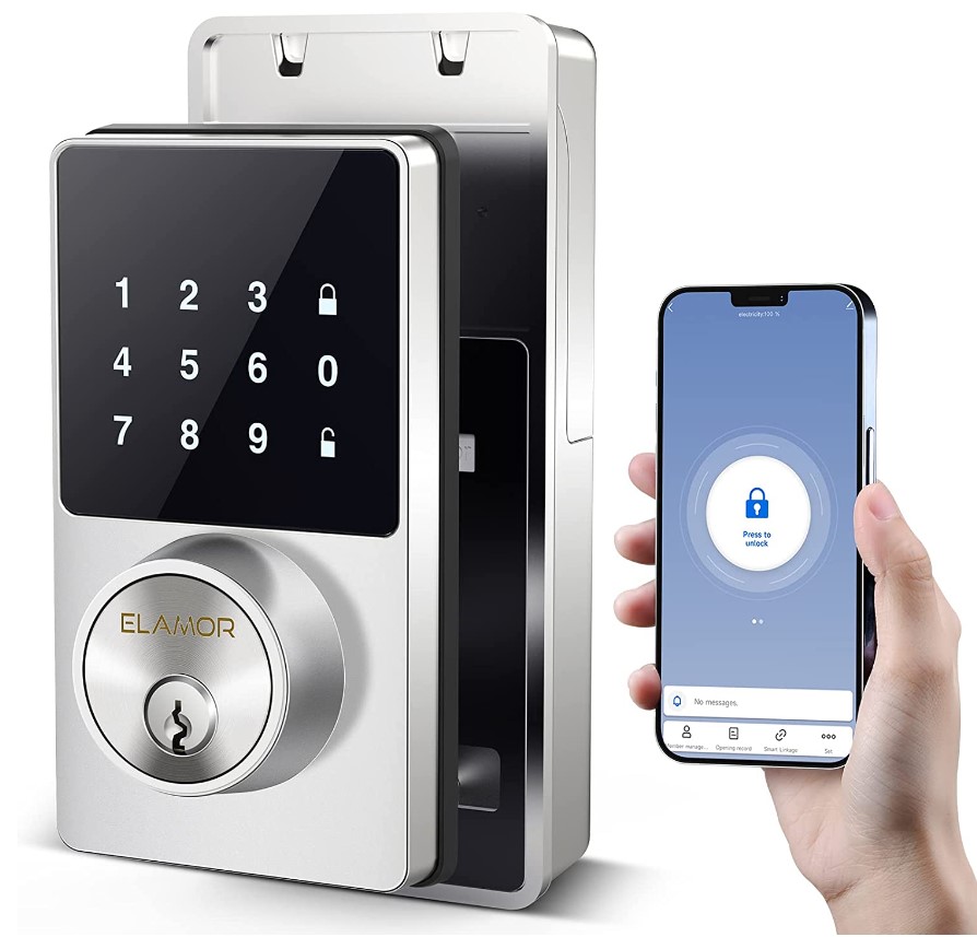Keyless Entry Door Lock, Bluetooth Smart Lock with Touchscreen Keypads, App Control, Digital Deadbolt lock Easy to Install, 50 User Codes, Security Waterproof Locks for Front Door, Home Use, Apartment