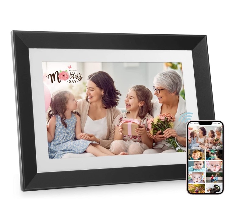Digital Picture Frame, Benibela 10.1 Inch 2.4G/5G Dual WiFi FHD 1920 * 1200 AI Smart Electronic Photo Frame, Touch Screen, 32GB, AI Recognition, Share Video via Email App USB, Gift for Mother's Day