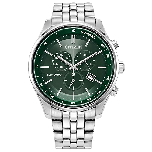 Citizen AT2149-85X Eco-Drive Corso Men's Watch, Stainless Steel, Classic Silver-Tone Bracelet, Green Dial, Only $195.50