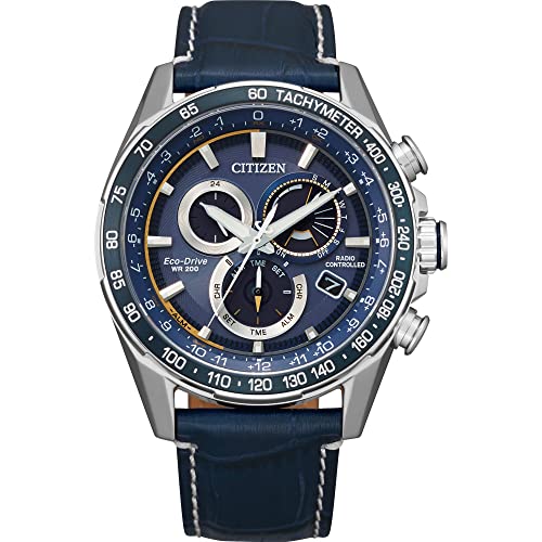 Citizen Men's Eco-Drive Sport Luxury PCAT Chronograph Watch, Perpetual Calendar Blue Strap, Blue Dial, List Price is $650, Now Only $368.19, You Save $281.81