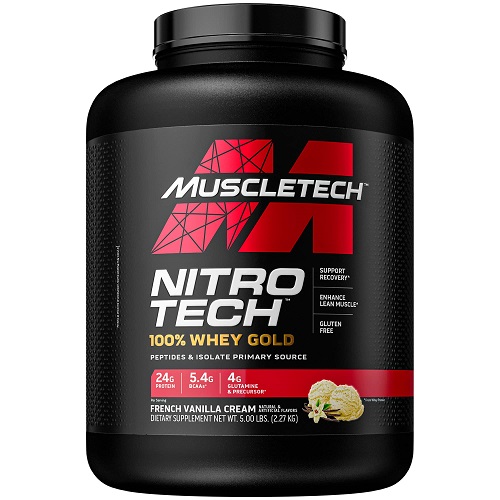 Whey Protein Powder | MuscleTech Nitro-Tech Whey Gold Protein Powder | Whey Protein Isolate Smoothie Mix | Protein Powder for Women & Men | Vanilla Protein Powder, 5 lbs (69 Serv)-   Only $33.19