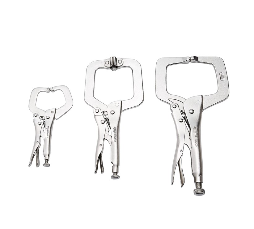 Amazon Basics 3-Piece C-Clamp Locking Pliers Set - Includes 6-inch, 9-inch and 11-inch