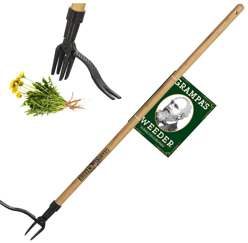 Grampa's 立式除草器，带竹制长手柄，带 4 爪钢头，现仅售$39.99
