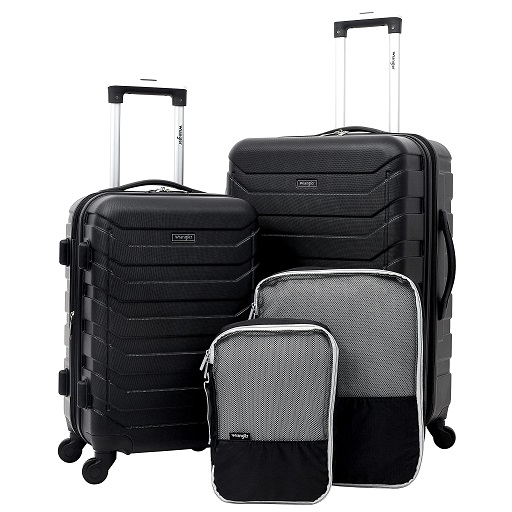 Wrangler 4 Piece Luggage and Packing Cubes Set,Expandable, Black, List Price is $149, Now Only $73, You Save $76