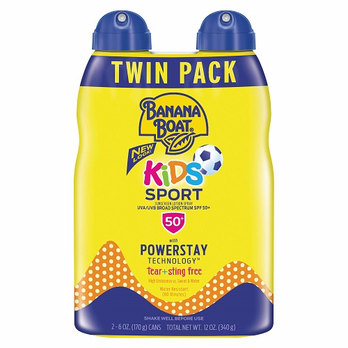 Banana Boat Kids Sport Sunscreen Spray, Sting-Free, Tear-Free, Broad Spectrum, SPF 50, 6oz. - Twin Pack 12 Fl Oz (Pack of 1) 6 Ounce (Pack of 2), List Price is $21.99, Now Only $10.48