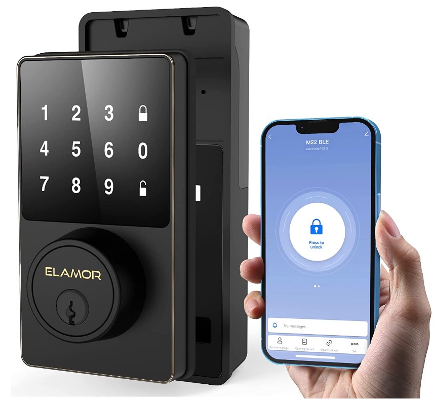 ELAMOR M22 三合一电子呆锁，带触摸，可用APP开关锁，无需钥匙，折上折后仅售$44.99免运费