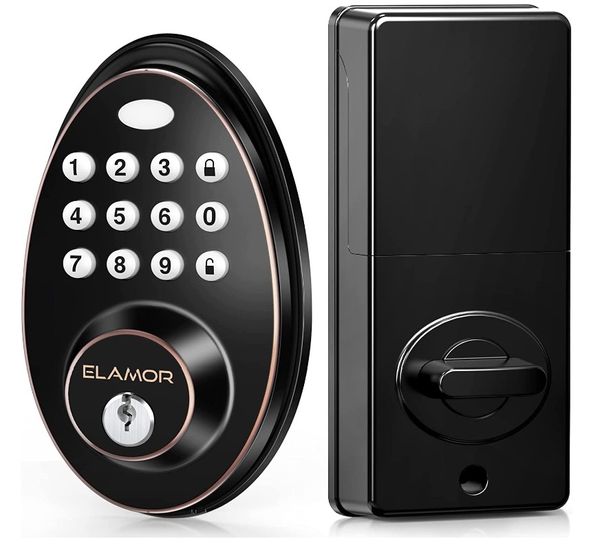 ELAMOR Keyless Entry Door Lock, Smart Door Lock with Keypad, Smart Deadbolt, Auto Lock, 50 User Codes, IP54 Waterproof & Easy Installation, Electronic Door Lock for Front Door, Apartment - M30 ORB