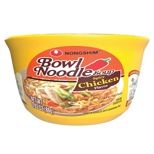 Nongshim Bowl Noodle Soup, Spicy Chicken, 3.03 Ounce (Pack of 12), Now Only $9.99