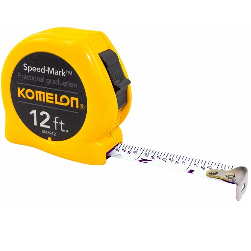 Komelon SM3912 Speed Mark Acrylic Coated Steel Blade Tape Measure 12-Inch by 5/8-Inch, Yellow Case,Only $4.83