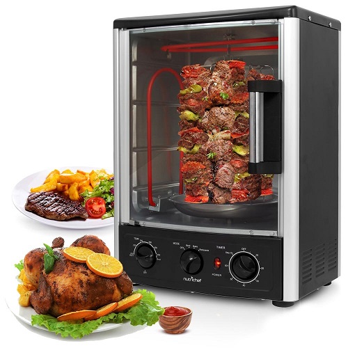 Versatile Vertical Countertop Oven with Rotisserie, Bake, Broil, & Kebab Rack Functions, Adjustable Settings, 2 Shelves, 1500W - Thanksgiving Turkey Only $69.93