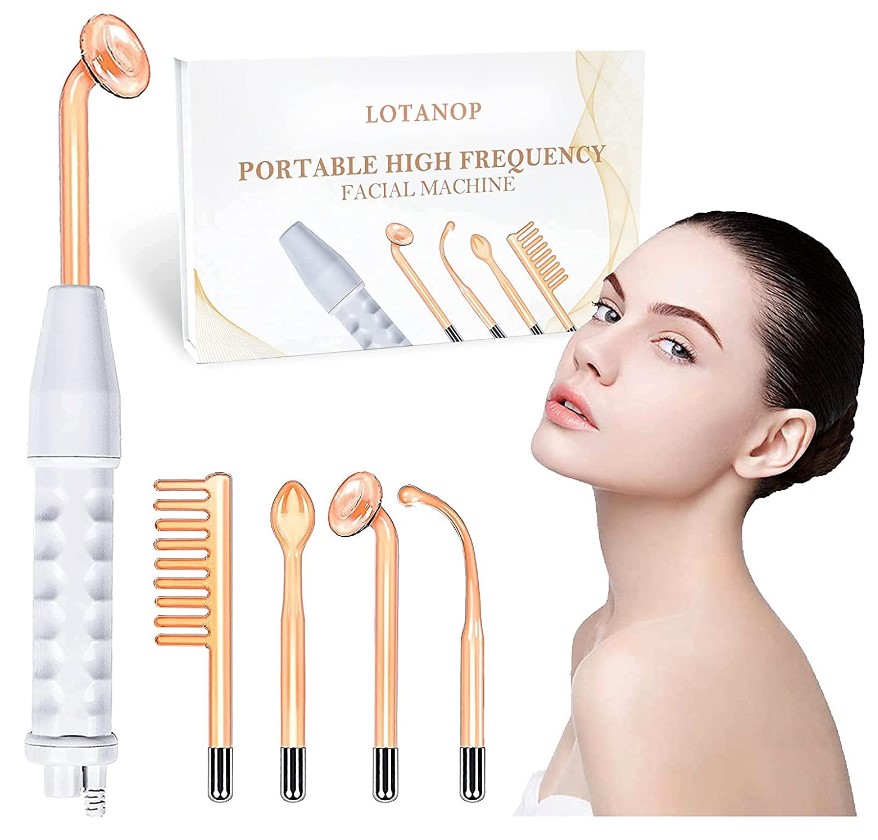 High Frequency Facial Machine-with 4 Pcs Glass Tubes, Portable Handheld High Frequency Facial Wand, Home Face Skin Wand