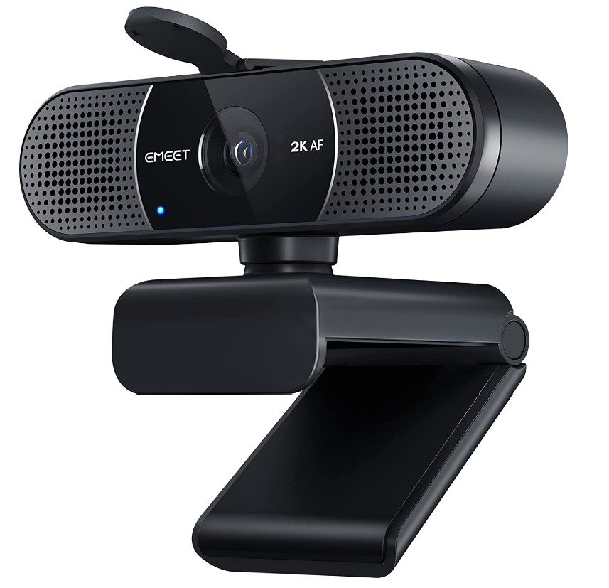 EMEET C960 2K Webcam with Microphone, 2K UHD, 2 Noise-Reduction Mics, TOF Autofocus Streaming Webcam with Privacy Cover, Plug&Play USB Webcam for Calls/Conference, Zoom/Skype/YouTube, Laptop/Desktop