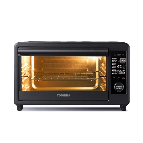 Toshiba TL2-AC25CZA(GR) Air Fryer Toaster Oven, 6-in-1 Digital Convection Oven for 9 Cooking Presets, 6-Slice Bread/12-Inch Pizza, 1750W, Charcoal Grey, List Price is $184.99, Now Only $76.88