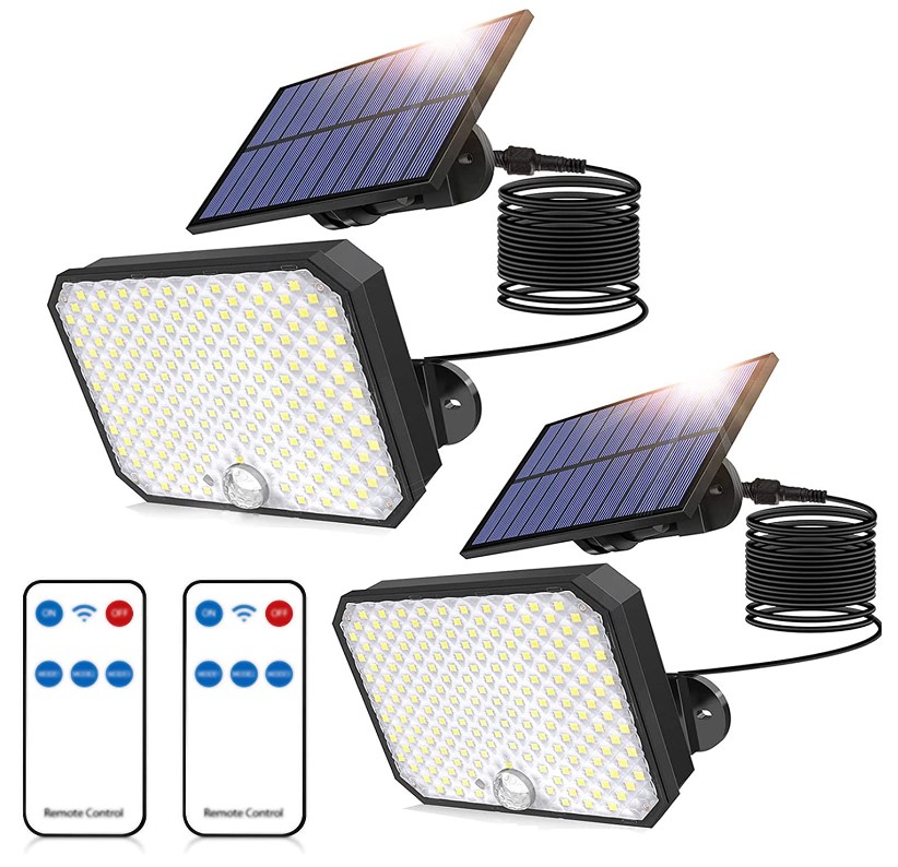 TANBABY 2 Pack Ultra Outdoor Solar Lights, 6000LM Motion Sensor Solar Flood Lights with Remote Control - IPX5 Waterproof Security Lights Ultra Dusk to Dawn Solar Lighting for Outside Patio Garage