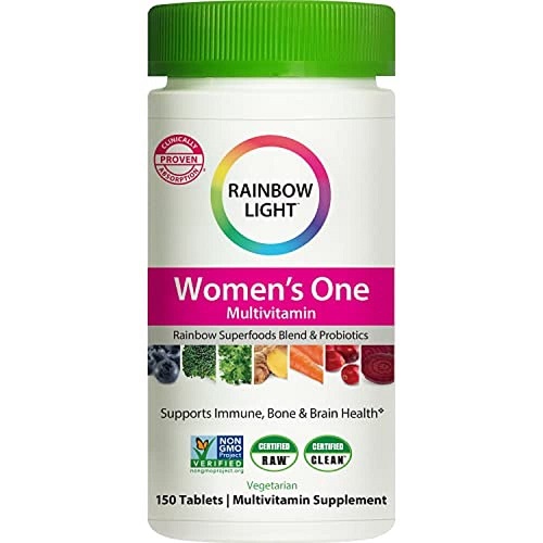 Rainbow Light Multivitamin for Women, Vitamin C, D & Zinc, Probiotics, Women’s One Multivitamin Provides High Potency Immune Support, Non-GMO, Vegetarian, 150 Tablets, Only $11.18