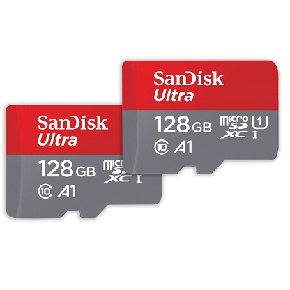 SanDisk 128GB 2-Pack Ultra microSDXC UHS-I Memory Card (2x128GB) with Adapter - SDSQUAB-128G-GN6MT New Generation 128GB (2-Pack), List Price is $34.99, Now Only $21.99