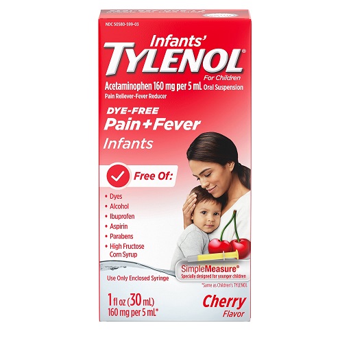 Tylenol Infants Acetaminophen Medicine, Pain & Fever Relief, Dye-Free Cherry, 1 fl. oz, only $4.92