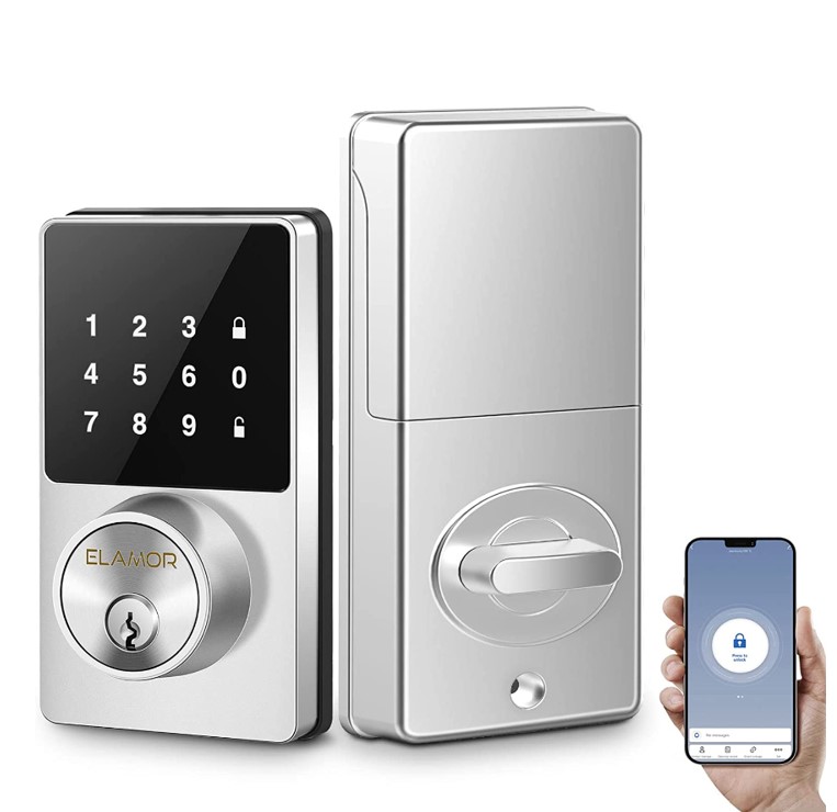 WiFi Smart Lock, Keyless Entry Door Lock with Touchscreen Keypad, Remotely Control, Easy to Install, WI-FI & Bluetooth Electronic Deadbolt Works with Alexa, Security Deadbolt Lock Idea for Front Door