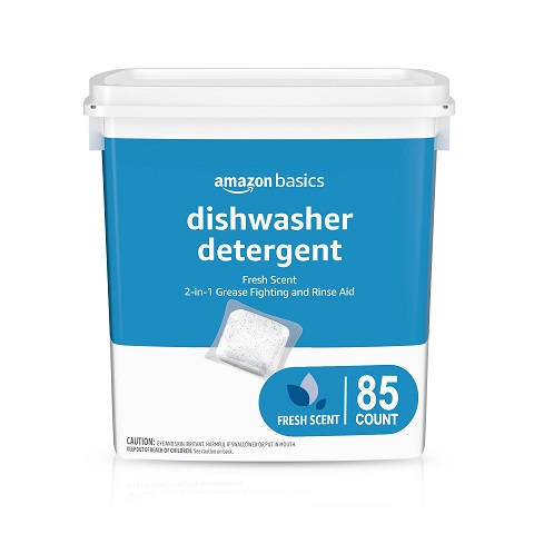Amazon Basics Dishwasher Detergent Pacs, Fresh Scent, 85 Count (Previously Solimo), List Price is $15.25, Now Only $8.43