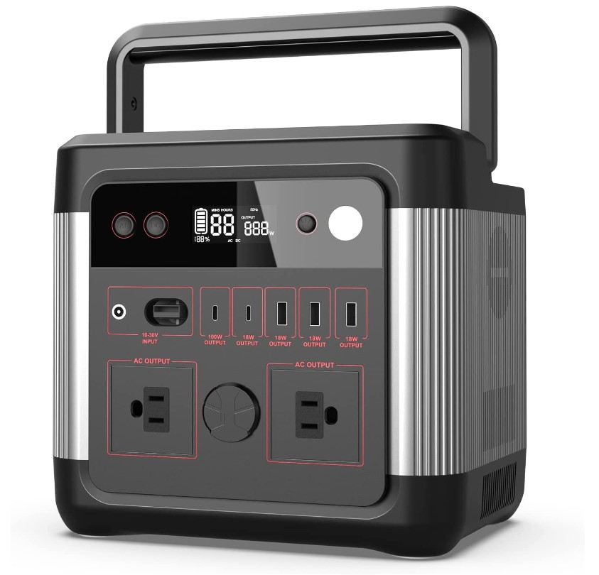 Portable Power Station, G-POWER 974.4Wh Solar Generator w/ 110V AC Outlets 1200W, PD 100W Type-C, 3 USB-A Ports, Car Port, LED Lamp, LifePO4 Battery Backup Power Supply for Outdoors, Camping, off-grid