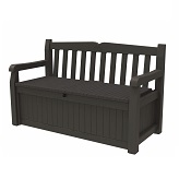 Keter Solana 70 Gallon Storage Bench Deck Box for Patio Furniture, Front Porch Decor and Outdoor Seating – Perfect to Store Garden Tools and Pool Toys,Brown/Brown Brown Deck Box, Only $119.96