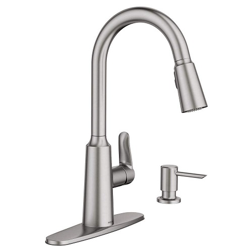 Moen 87028SRS Edwyn Spot Resist Sta Inless 1Handle Deck Mount Pulldown Kitchen Faucet, 7.5, Stainless Steel, List Price is $207, Now Only $137.74