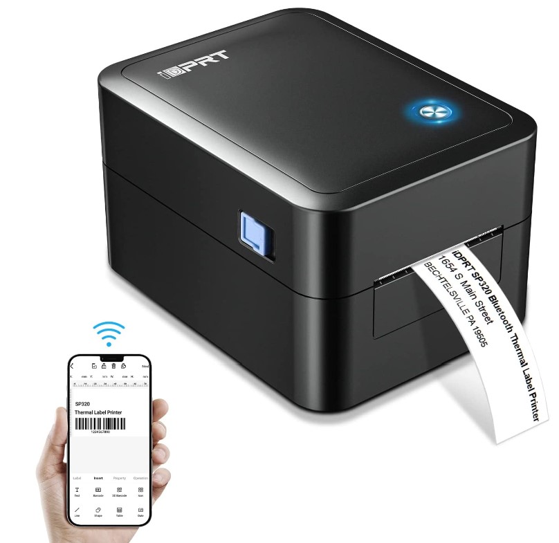 iDPRT Label Maker, Thermal Barcode Printer with No Bound Consumables, Bluetooth & USB Connection, 140pcs/min Speed, Customizable App, Supports Various Sized Labels, Label Printer for Small Business
