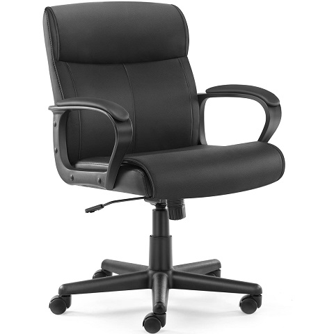 Executive Office Chair - Ergonomic Low-Back Home Computer Desk Chair with Lumbar Support, PU Leather, Adjustable Height & Swivel, only $39.59