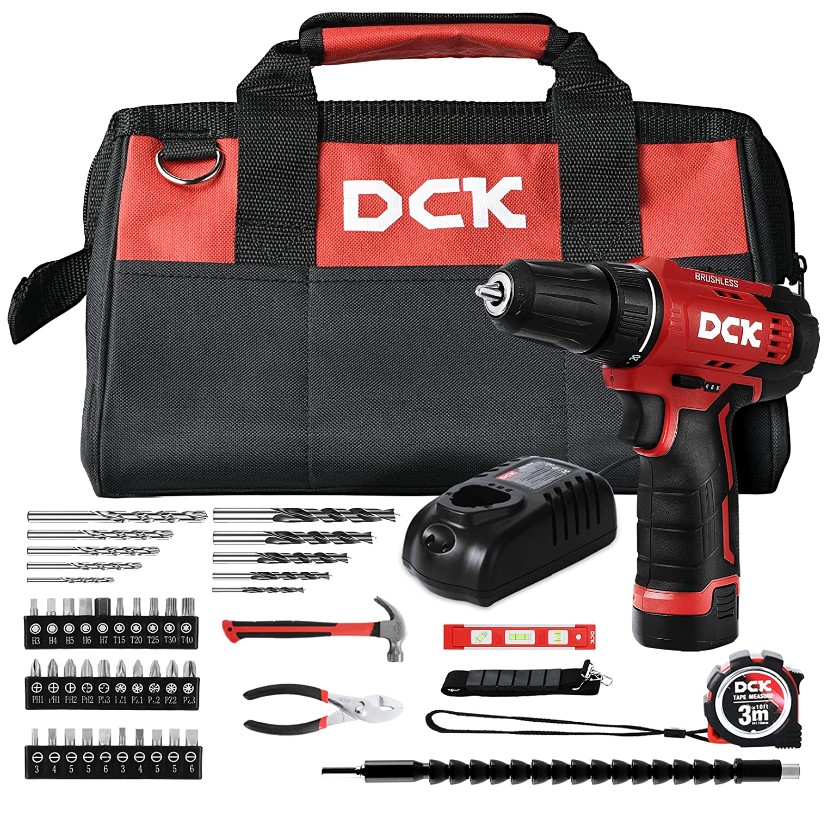 DCK Brushless Cordless Drill Set, 12V Cordless Drill with 2.0Ah Battery