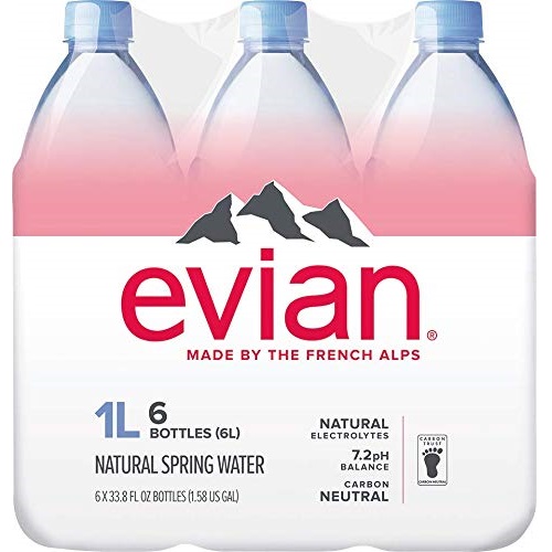 evian Natural Spring Water 1 Liter (Pack of 6), Naturally Filtered Spring Water, Naturally Filtered Spring Water in Large Bottles 33.8 Fl Oz (Pack of 6), Now Only $9.49