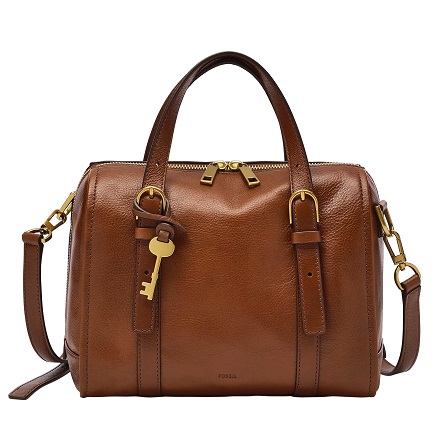 Fossil Women's Carlie Leather Satchel Purse Handbag Brown, List Price is $250, Now Only $112.50, You Save $137.50
