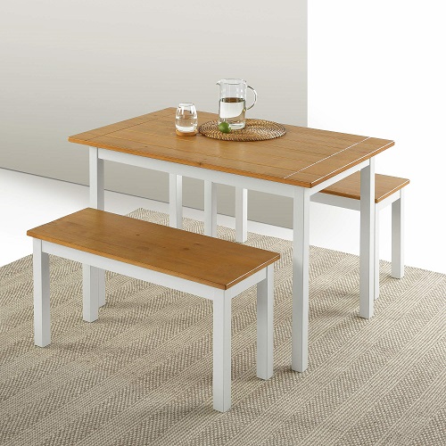 Zinus Becky Farmhouse Dining Table with Two Benches / 3 piece set,Only $132.40