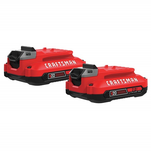 CRAFTSMAN V20 Lithium Ion Battery, 2.0-Amp Hour, 2 Pack (CMCB202-2) , Red (2) 2.0 AH Batteries, Now Only $47.19