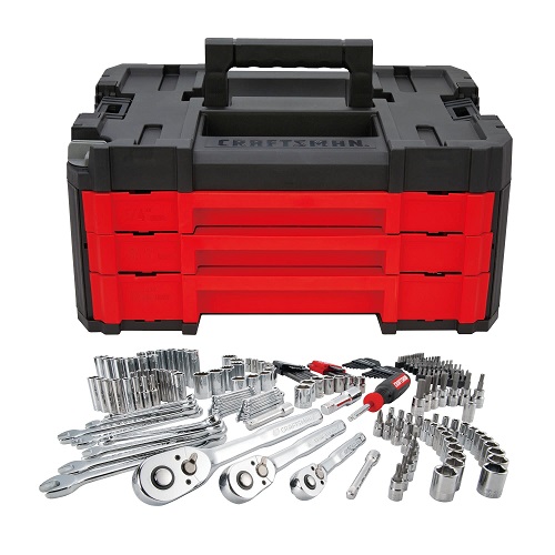Craftsman Mechanic Tool Set, 230 Piece with 3 Drawers, Sockets, Extension Bars, Wrenches, Hex Keys, and More (CMMT45305) 230 Piece Set, Only $99
