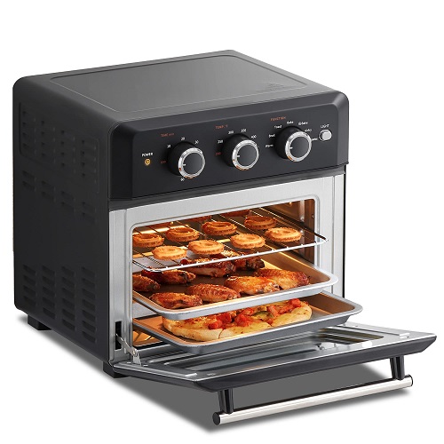 COMFEE' Retro Air Fry Toaster Oven, 7-in-1, 1500W, 19QT Capacity, 6 Slice, Air Fry, Rotisseries, Warm, Broil, Toast, Bake, Convection Bake, Black, Perfect for Countertop 6 Slice Air Fry,  Only $92.99