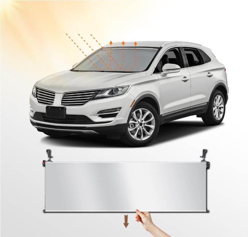 Aokansha Retractable Windshield Sun Shade for Car,2023 New Permanent Automotive Window Sunshades for Long Term Use, Roll Up and Down with a Button, Easy Storage-No More Storing and Moving