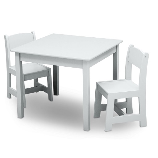 Delta Children MySize Kids Wood Table and Chair Set (2 Chairs Included) - Ideal for Arts & Crafts, Snack Time, & More - Greenguard Gold Certified, Bianca White, 3 Piece Set, Only $43.19
