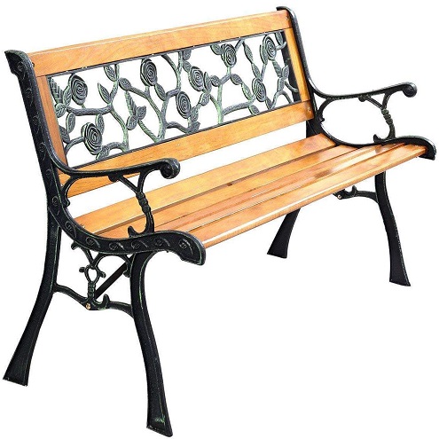 FDW Garden Bench Patio Bench Porch Bnech Chair Deck Hardwood Cast Iron Love Seat, Now Only $81.99