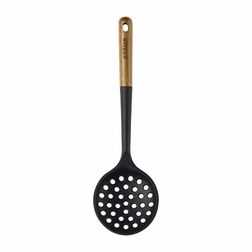 STAUB Skimmer Spoon, Perfect for Straining or Lifting Meat and Veggies from Broth, Durable BPA-Free Matte Black Silicone, Safe for Nonstick Cooking Surfaces, Now Only $15.99