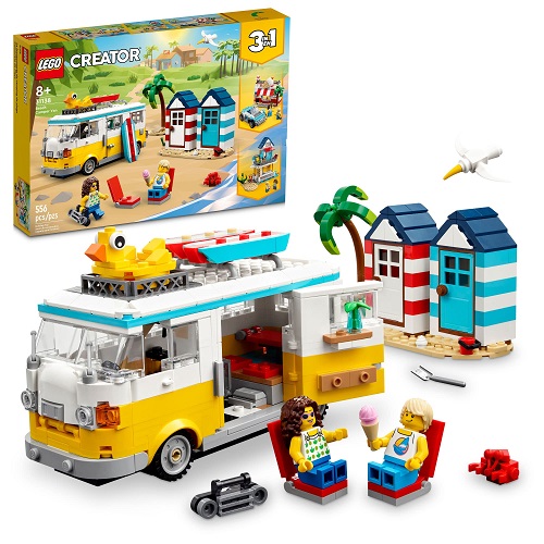 LEGO Creator 3in1 Beach Camper Van 31138 Building Kit, Kids Can Build a Campervan, Ice Cream Shop, and Beach House, Great Gift for Surfer Boys Girls, Pretend Play Beach Life Building Set, Only $39.99