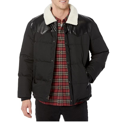 Levi's Men's Out West Mixed Media Puffer Jacket, List Price is $119.99, Now Only $27, You Save $92.99