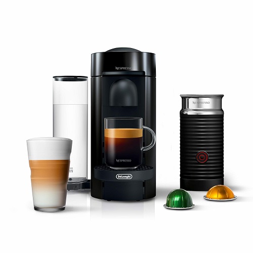 Nespresso VertuoPlus Coffee and Espresso Machine by De'Longhi with Milk Frother, 14 ounces, Ink Black, List Price is $219, Now Only $153.99
