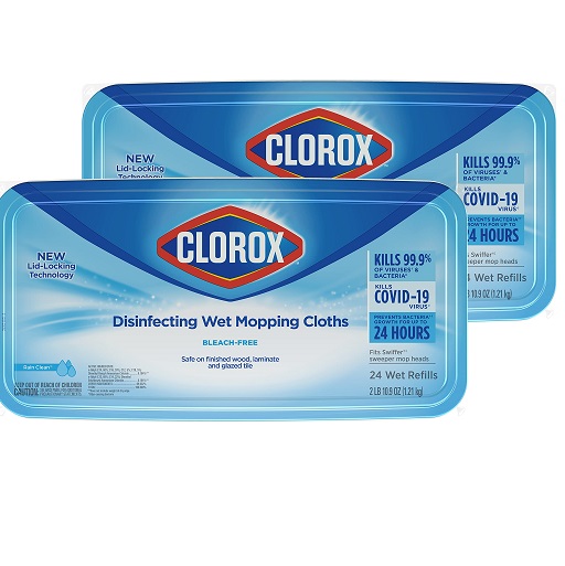 Clorox Disinfecting Wet Mopping Cloths, Disposable Mop Heads, Multi-Surface Floor Mop, Rain Clean Scent, 24 Wet Refills (Pack of 2), List Price is $17.78, Now Only $10.13