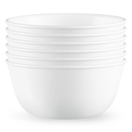 Corelle Vitrelle 28-oz Soup/Cereal Bowls Set of 6, Chip & Crack Resistant Dinnerware Bowls for Soup, Ramen, Cereal and More, Triple Layer Glass, Winter Frost White, Only $29.74