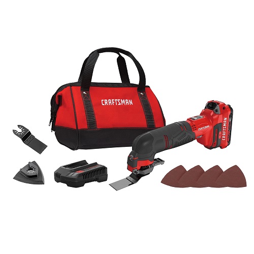 CRAFTSMAN V20 Cordless Multi-Tool, Oscillating Tool Kit, Blades, Sand Paper, Battery and Charger Included (CMCE501D1), List Price is $159, Now Only $79, You Save $80
