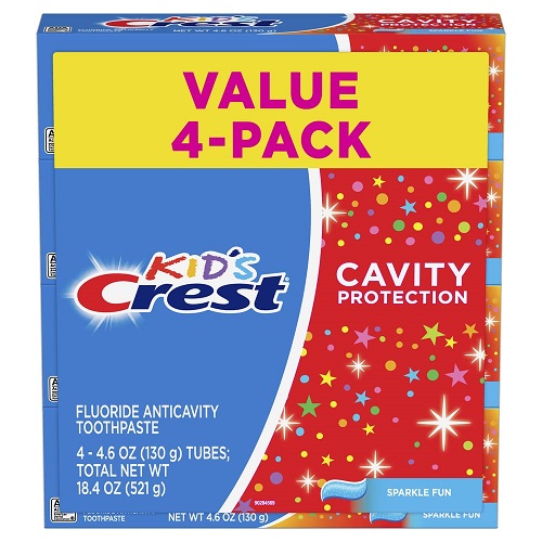 Crest Kids Cavity Protection Toothpaste, Sparkle Fun Flavor, 4.6 oz 4 Pack Sparkle Fun 4.6 Ounce (Pack of 4), List Price is $7.99, Now Only $3.58