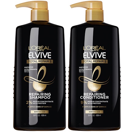 L'Oreal Paris Elvive Total Repair 5 Repairing Shampoo and Conditioner for Damaged Hair, 28 Ounce (Set of 2) Shampoo & Conditioner set, List Price is $18.98, Now Only $13.59